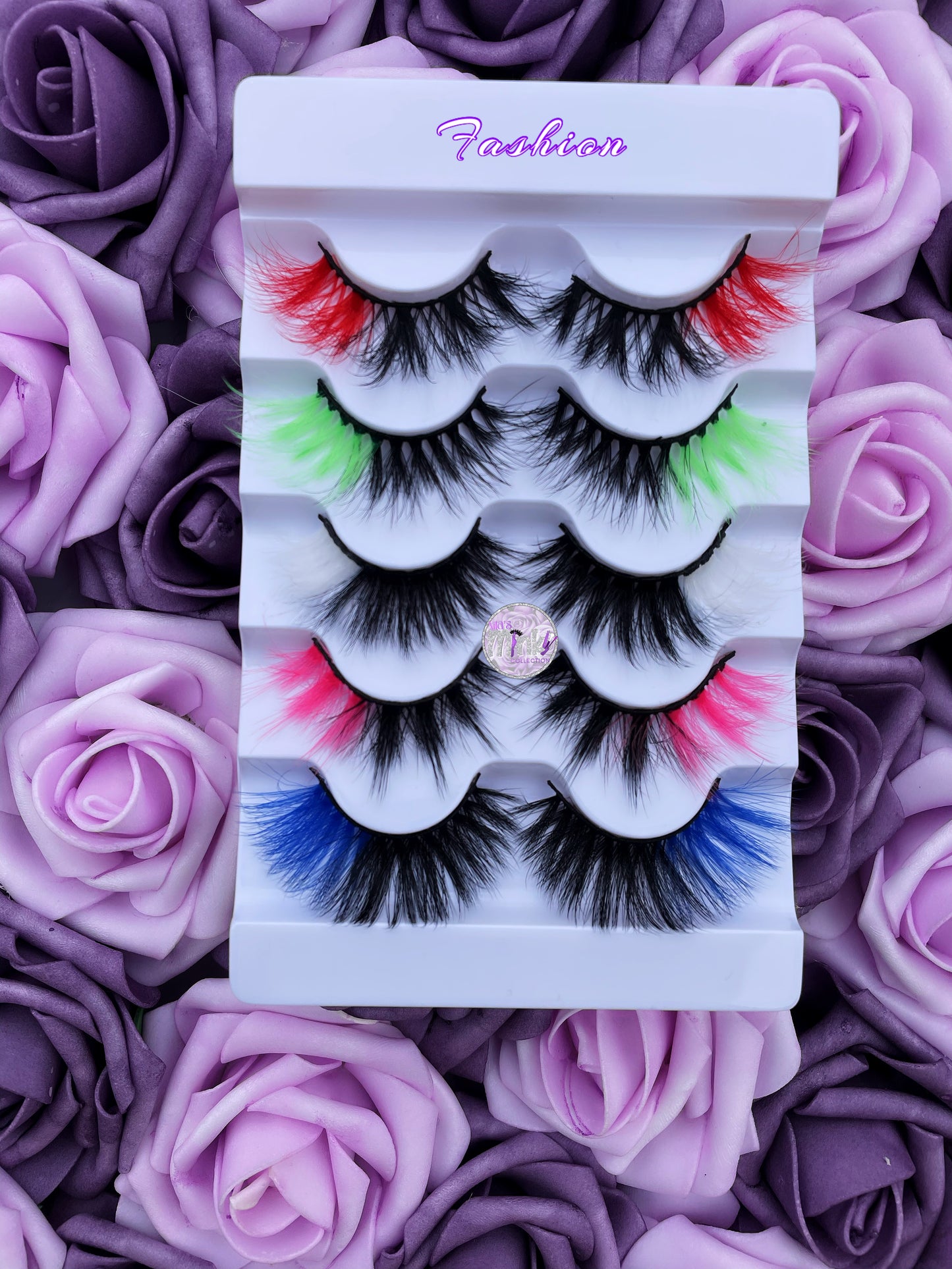 5-Pack Vibrant Color Mink Strip Lashes