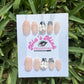Midnight Blossom Press-On Nail Set | Nude Base with Black Tips, 3D Flowers & Pearls | Short Square Shape