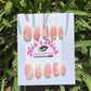 Butterfly Bloom Press-On Fingernail Set | Blush Pink & Nude with 3D Floral, Butterfly & Pearl Accents | Coffin Shape