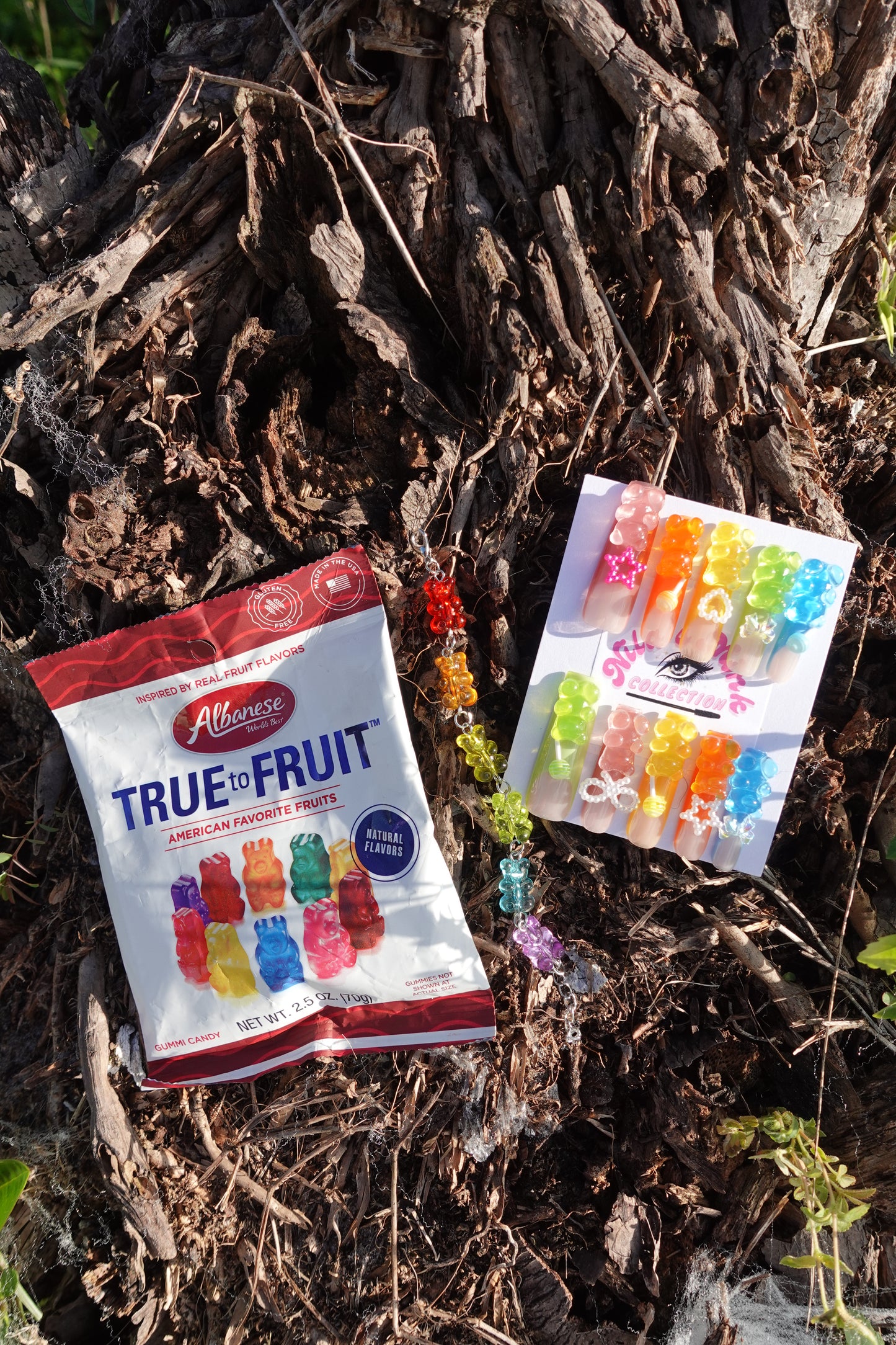 Gummy Bear Galore Press-On Nail Set | 3D Gummy Bears | Colorful Candy Nails | Fun Rainbow Press Ons (Free Gummies & Bracelet)