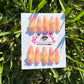 Peachy Paradise Press-On Nail Set | Sunset Ombre, 3D Floral Charms & Glossy Finish | Tropical Almond Nails | Handmade Summer Vibes