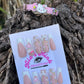 Sweetheart Kitty” Press-On Nail Set | 3D Kitty Charms | Pink & White French Tips | Cute Glam Nails (FREE BRACELET)
