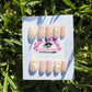 Lilac Ivory Petal Press-On Nail Set | Nude Ombre Base with 3D Floral Accents & Gold Foil | Coffin Shape | Bridal-Ready Elegance