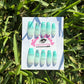 Mint To Be Press-On Nail Set | Mint Ombré, Silver Line Accents & Crystal Charm | Glossy Square Nails | Handmade Trendy Set