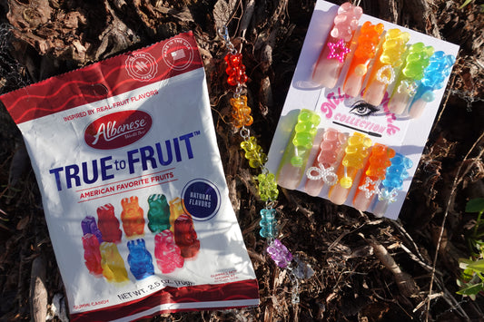 Gummy Bear Galore Press-On Nail Set | 3D Gummy Bears | Colorful Candy Nails | Fun Rainbow Press Ons (Free Gummies & Bracelet)
